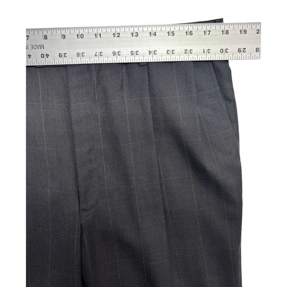 vtg 90s Christian Dior 44L 36x32 Gray Windowpane Pant Suit Double Breasted USA